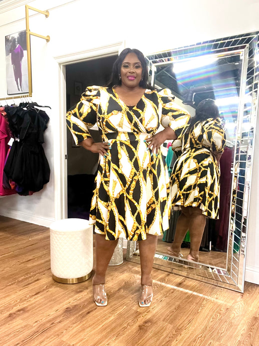 V Printed Dress