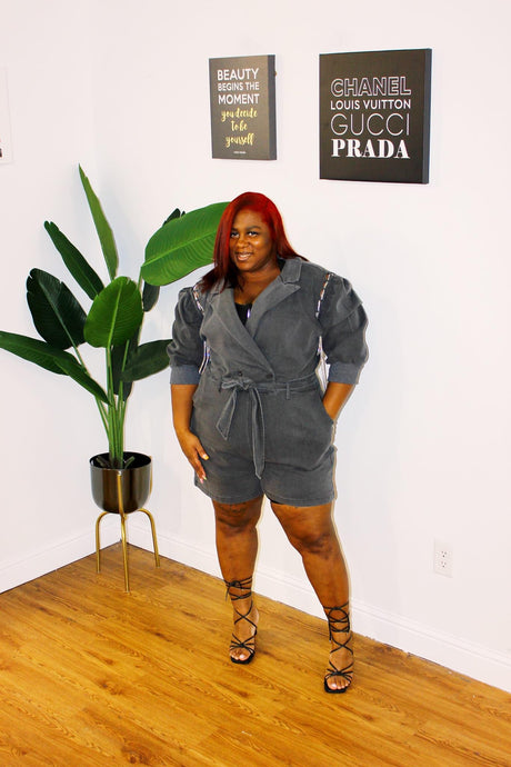 Black Denim Romper